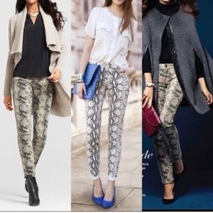 CAbi Tan Diamondback snake print skinny jeans